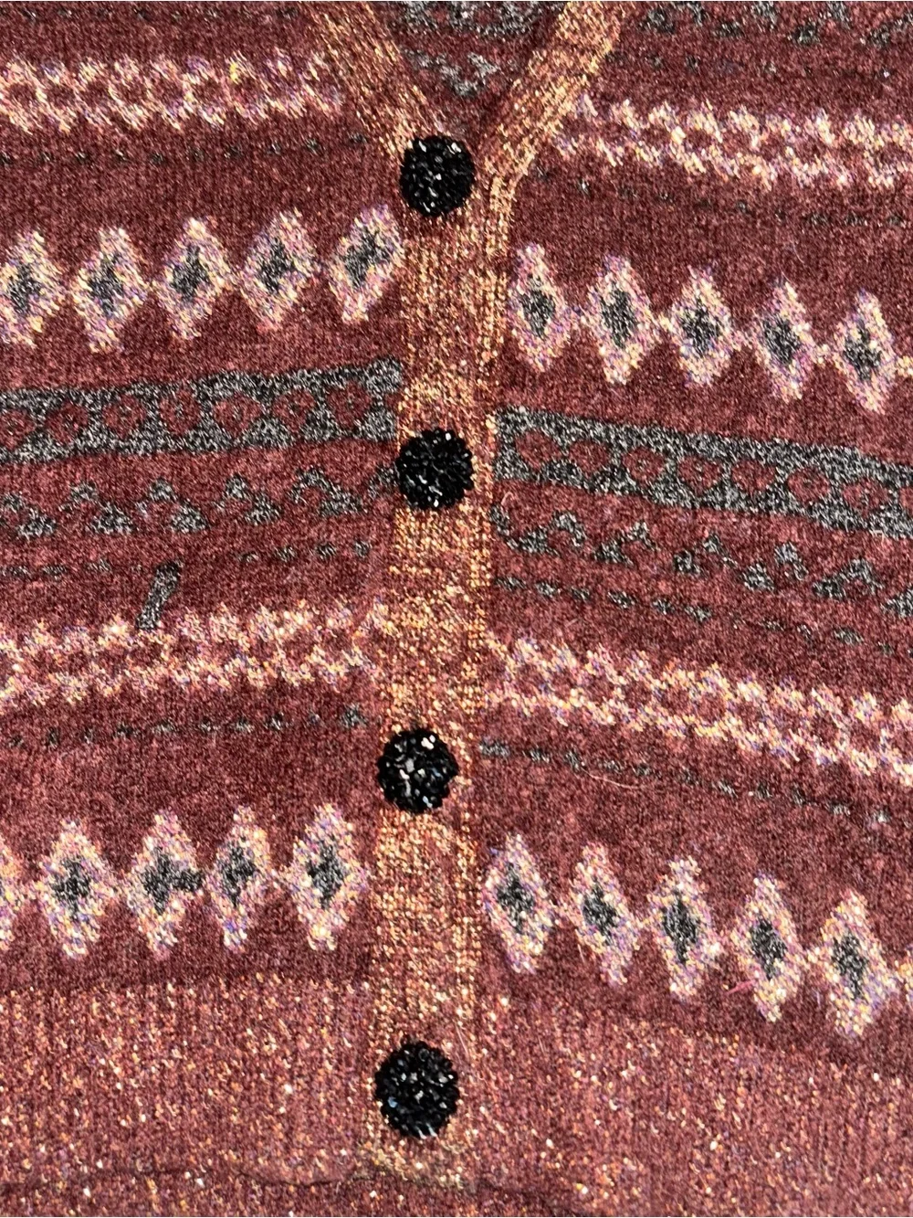 ZARA Maroon Grandpacore Boho CARDIGAN V NECK SHORT SLEEVE SIZE Small knit - Picture 3 of 4